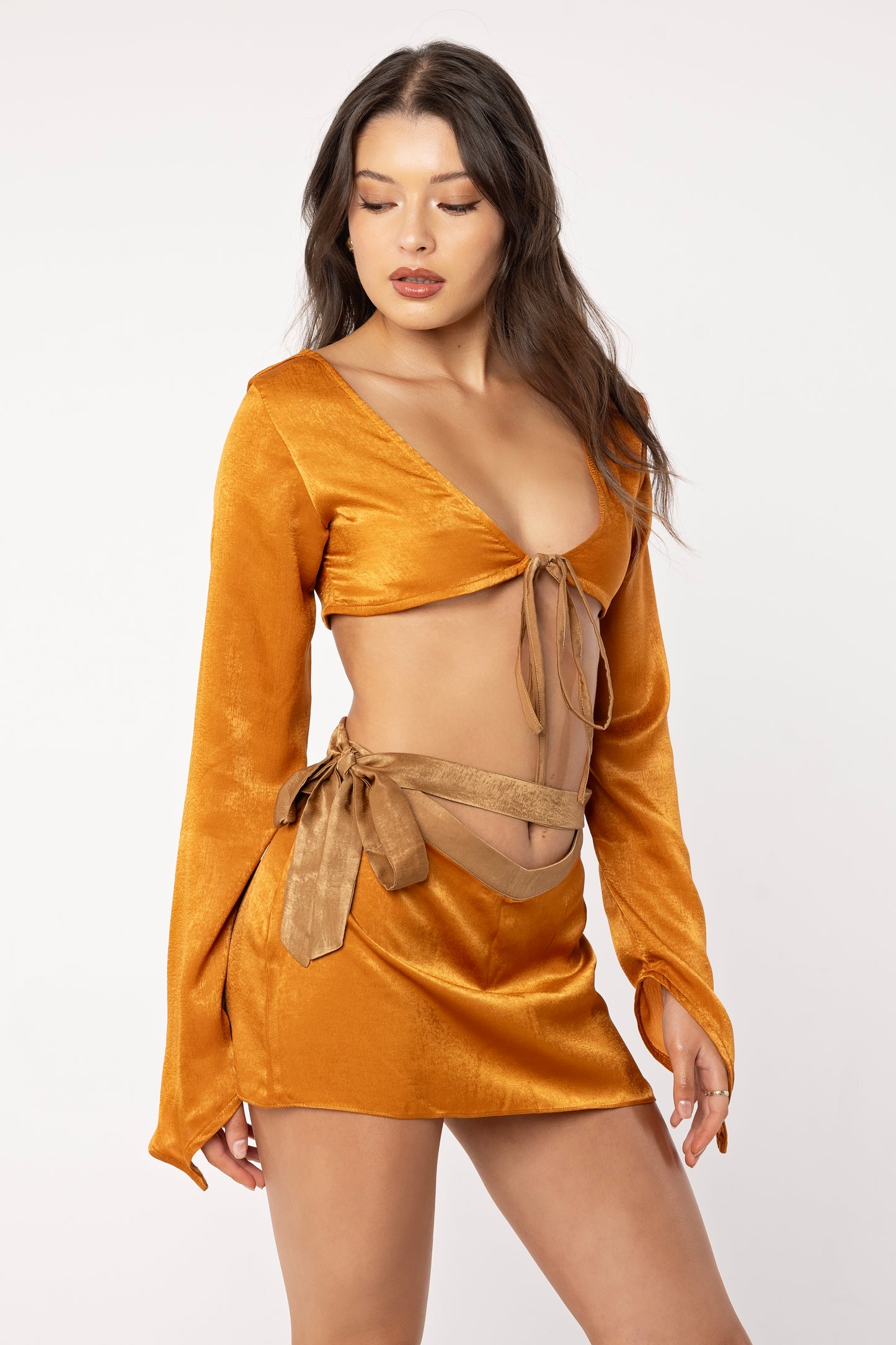 Palmera Tie Skirt in Terracotta