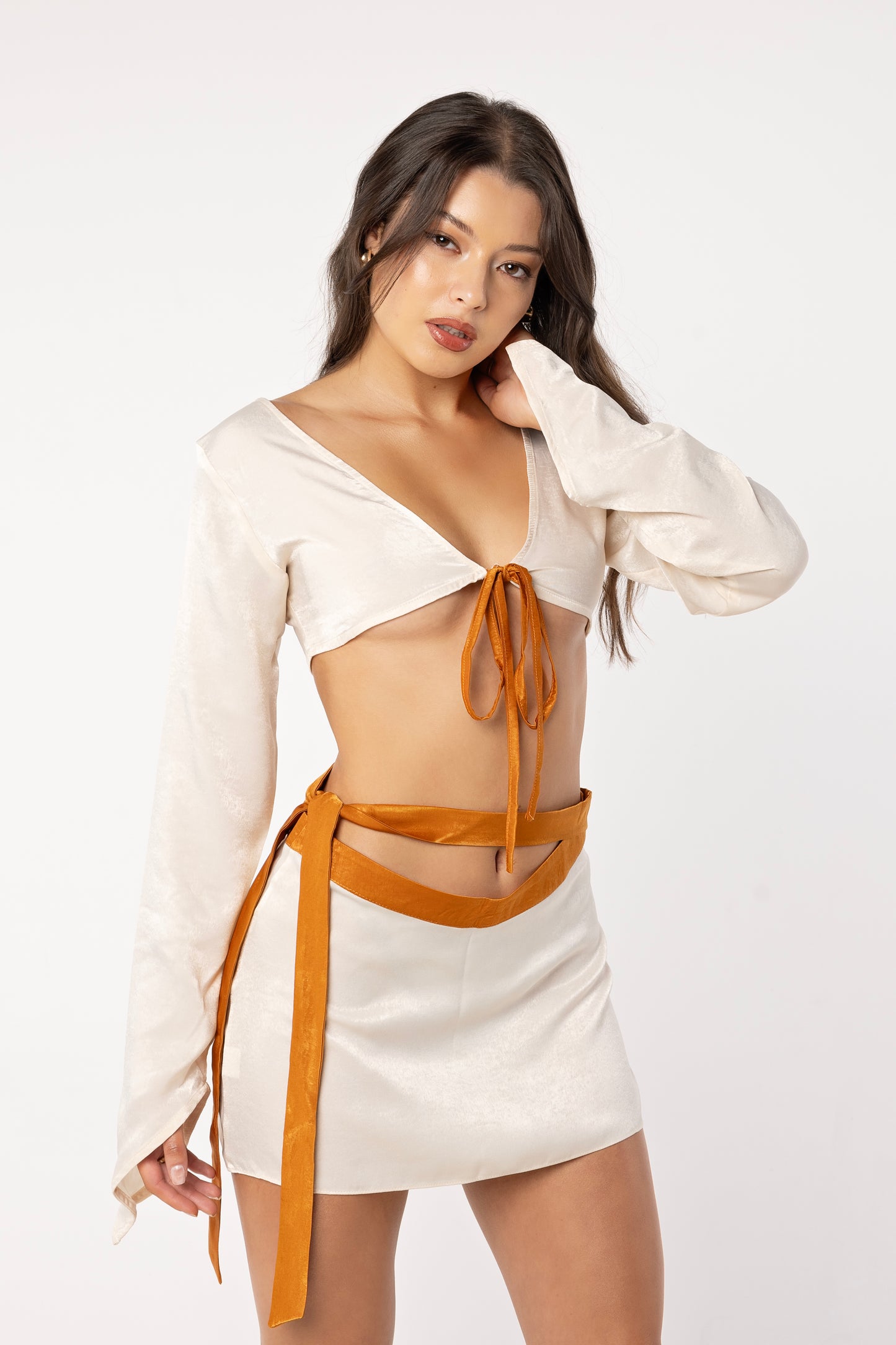 Palmera Tie Skirt In Champagne