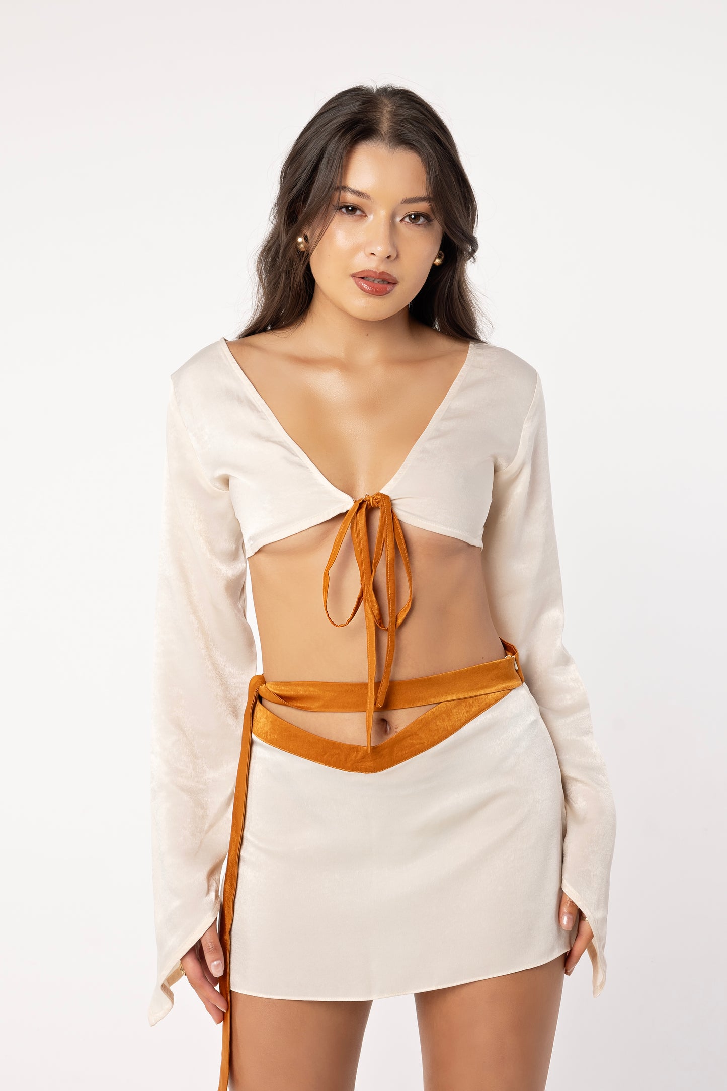 Palmera Tie Skirt In Champagne