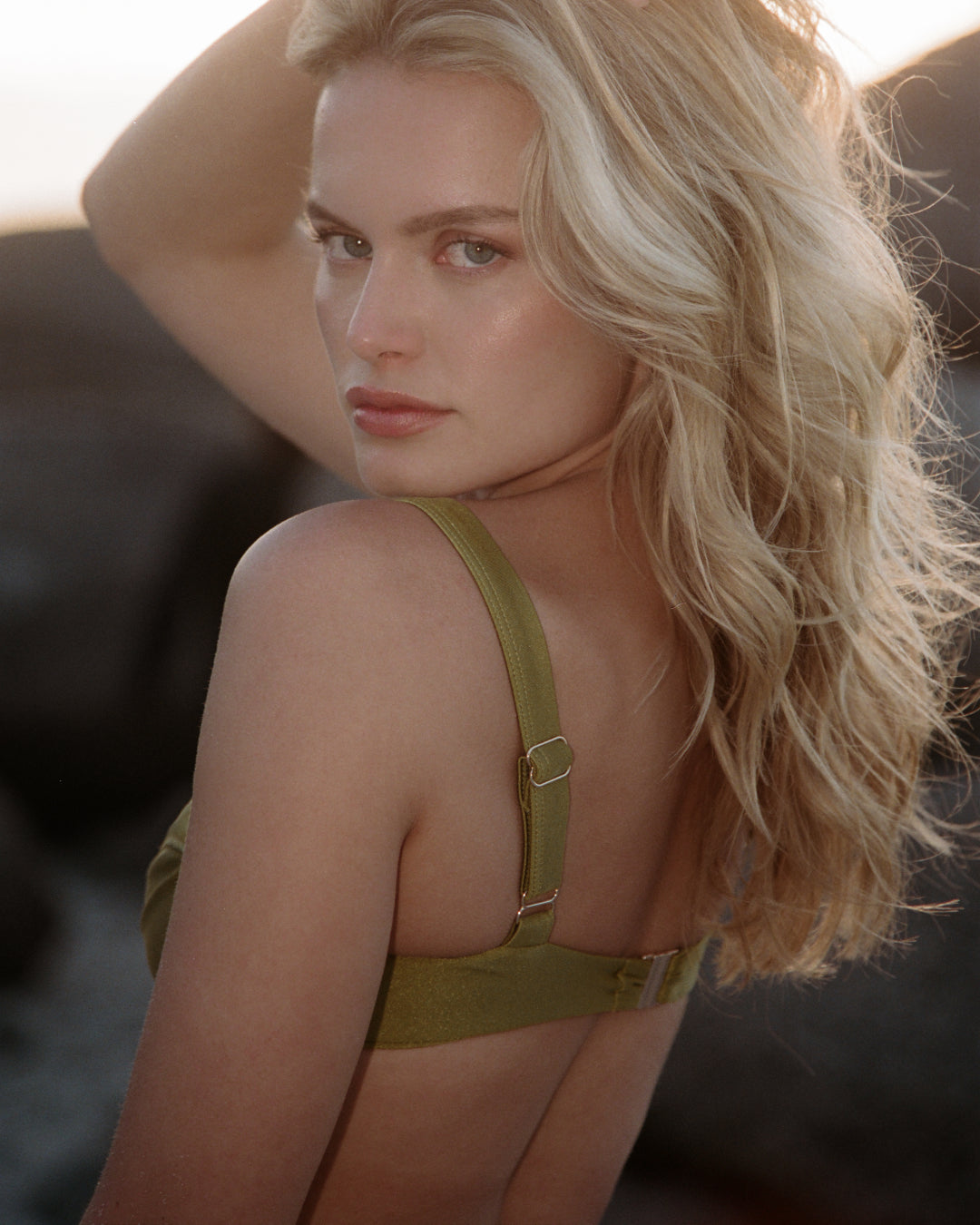 Agate Balconette Top - Olive Green