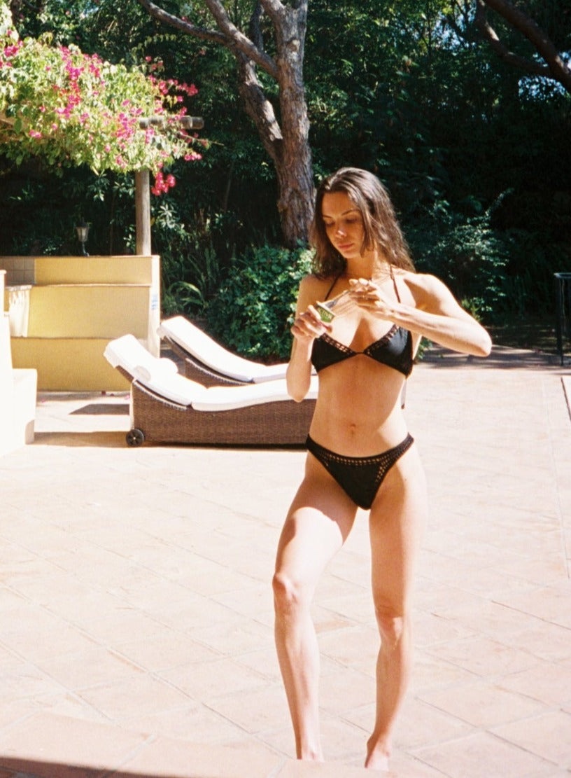 Carbón Faux Suede Bikini Top
