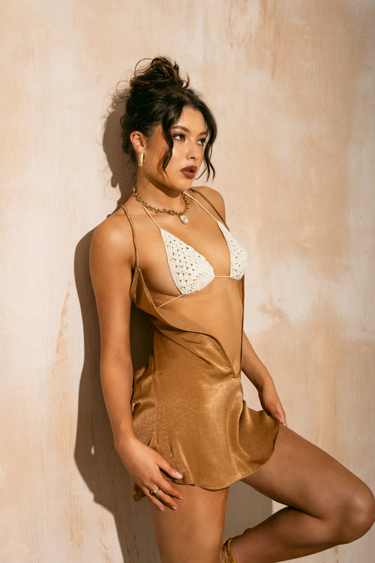 Primula Slip Dress in Gold